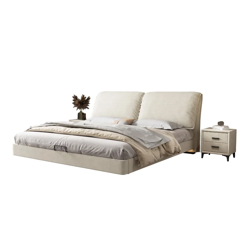 Light luxury, suspension, technology cloth bed, modern, simple, double, cream style 
Light luxury, suspension, technology cloth bed, modern, simple, double, cream style