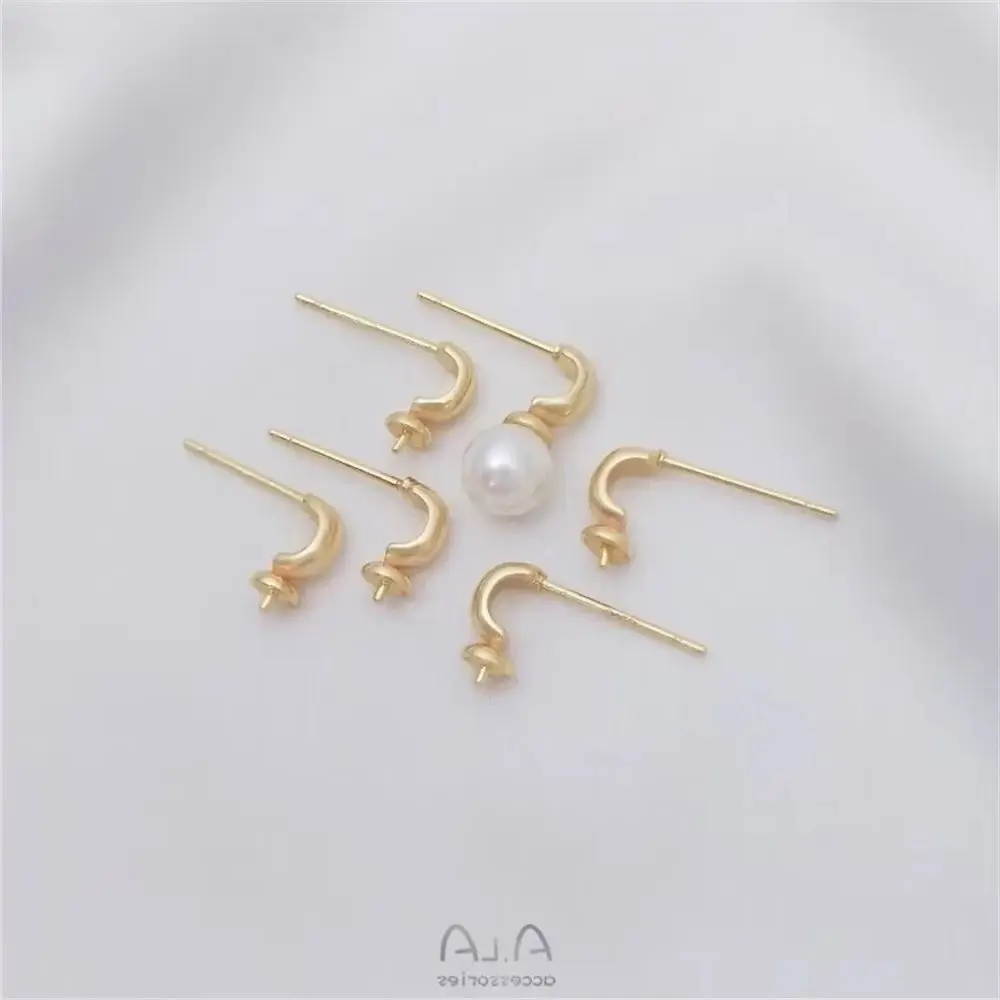 14K Gold-Color Small C-shaped Half-hole Bead Holder Earrings 925 Silver Needle DIY Viscose Crystal Pearl Empty Holder Earrings
14K Gold-Color Small C-shaped Half-hole Bead Holder Earrings 925 Silver Needle DIY Viscose Crystal Pearl Empty Holder Earrings