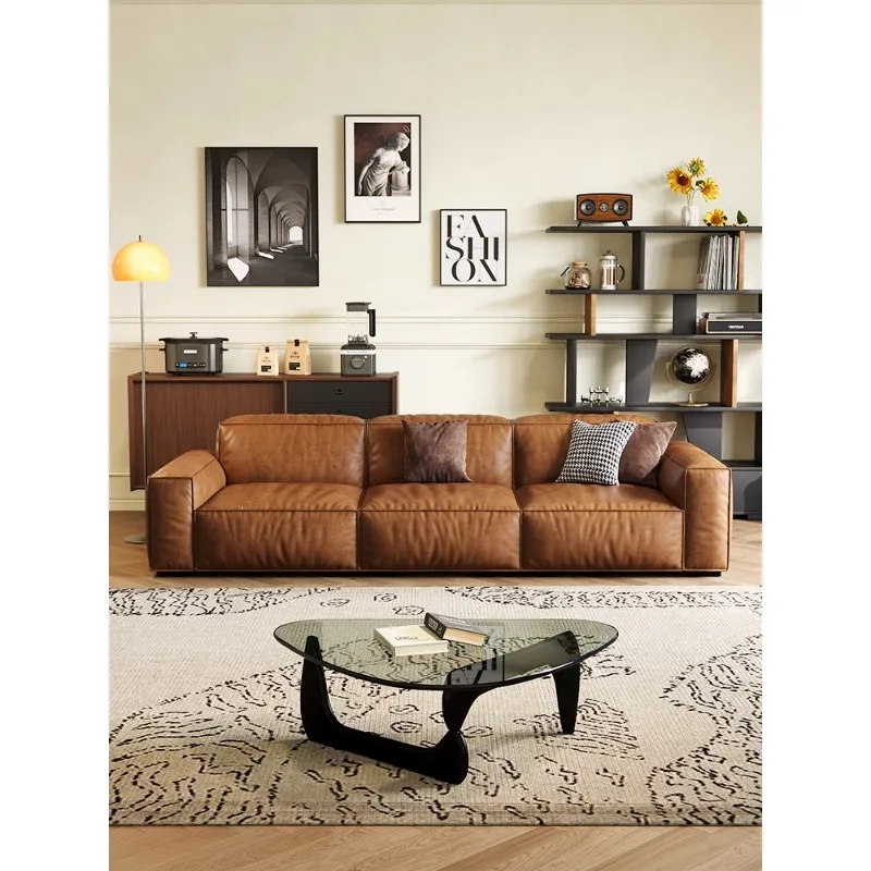 tofu block retro style leather sofa, first layer cowhide Italian minimalist living room small apartment three people straight r
tofu block retro style leather sofa, first layer cowhide Italian minimalist living room small apartment three people straight r
