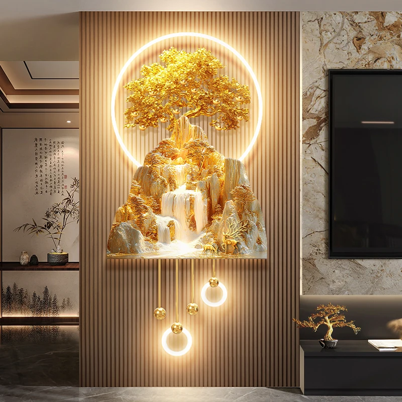 Decorative Pendant Light Luxury Jinshan Flowing Water Living Room Entrance With Light Mural New Chinese Style LED Mural Lights
Decorative Pendant Light Luxury Jinshan Flowing Water Living Room Entrance With Light Mural New Chinese Style LED Mural Lights