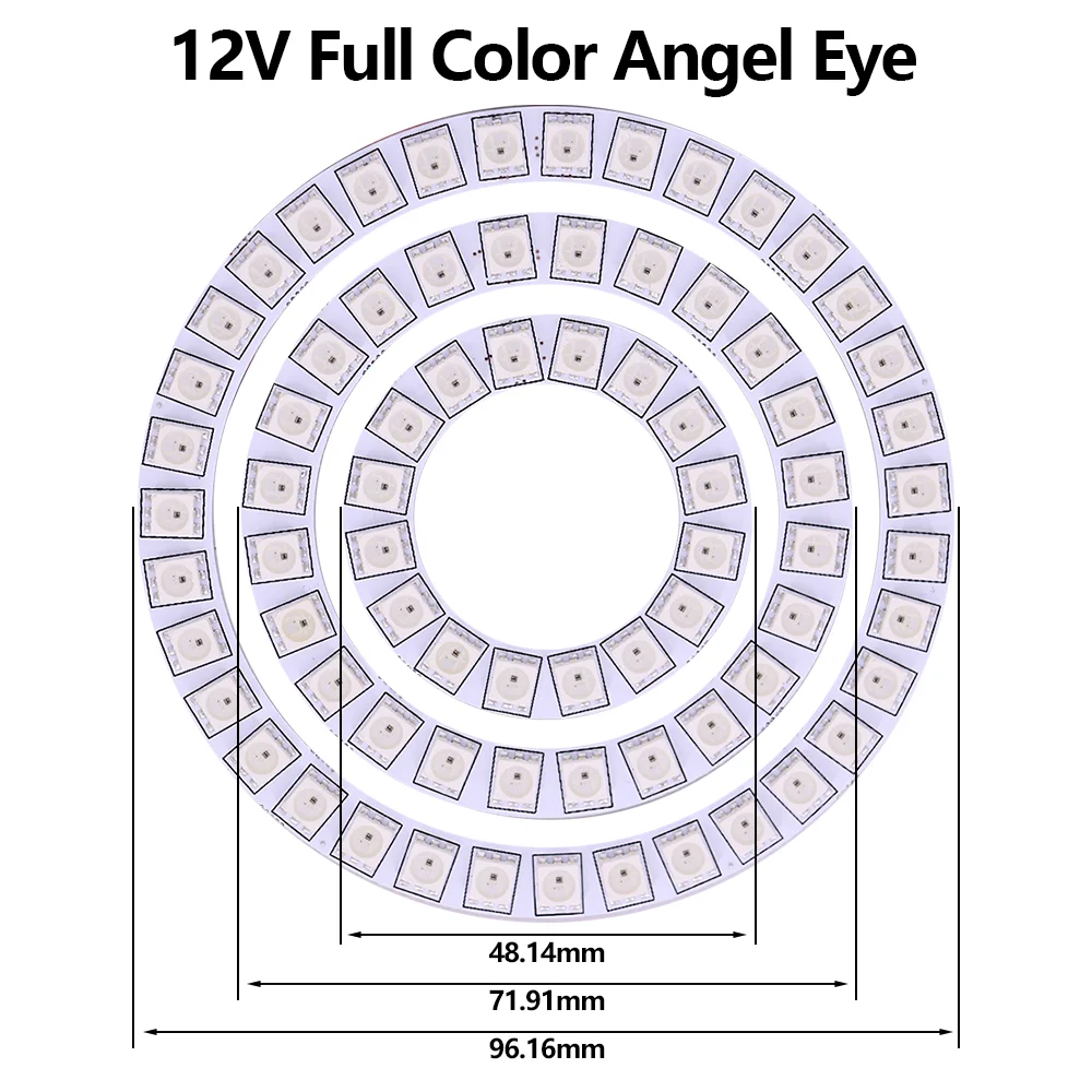 12V WS2815 Angel Eye Ring Car Daytime Running Light Breakpoint Resume Transmission High Brightness RGB Phantom Color Light Ring
12V WS2815 Angel Eye Ring Car Daytime Running Light Breakpoint Resume Transmission High Brightness RGB Phantom Color Light Ring