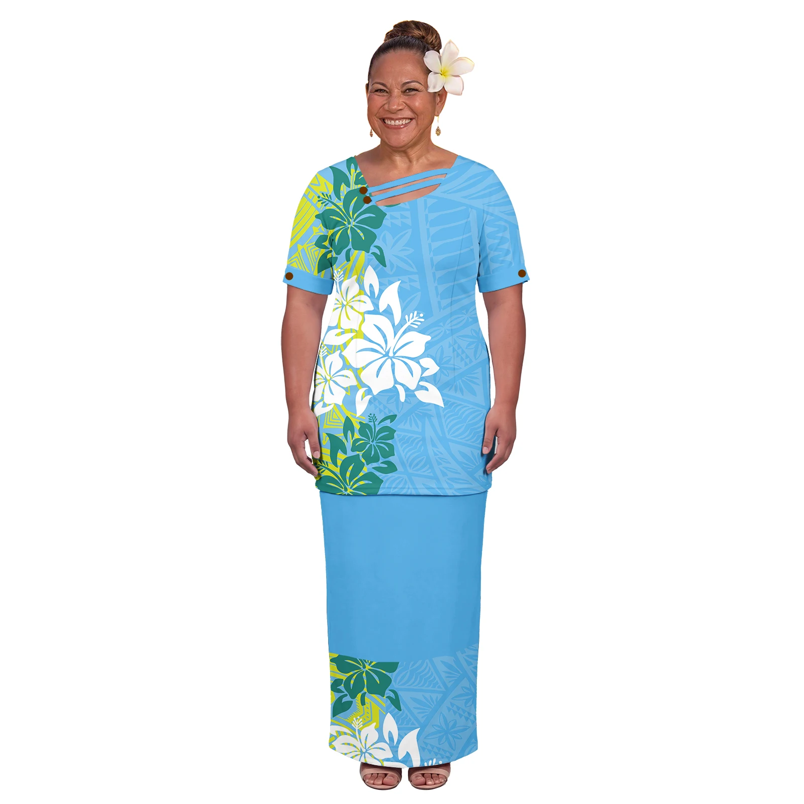 Hawaiian Beach Party Ladies Clothes Polynesian Outfit Natural Coconut Button Decoration Women Dress Samoan Puletasi 2 Piece Set
Hawaiian Beach Party Ladies Clothes Polynesian Outfit Natural Coconut Button Decoration Women Dress Samoan Puletasi 2 Piece Set