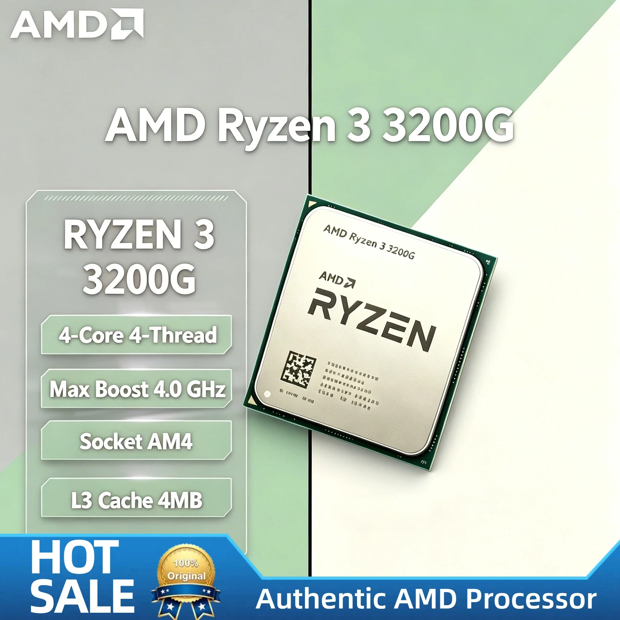 AMD Ryzen 3 3200G 3.6GHz 4 Core 4 Thread 65W AM4 with Radeon Vega 8 Graphics Desktop Processor Pro Max Max Turbo Gamer
AMD Ryzen 3 3200G 3.6GHz 4 Core 4 Thread 65W AM4 with Radeon Vega 8 Graphics Desktop Processor Pro Max Max Turbo Gamer