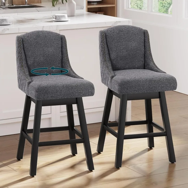 Counter Height Bar Stools Set of 2, Upholstered Swivel Bar Stools with Soft Padding Cushion & Solid Wood Legs
Counter Height Bar Stools Set of 2, Upholstered Swivel Bar Stools with Soft Padding Cushion & Solid Wood Legs