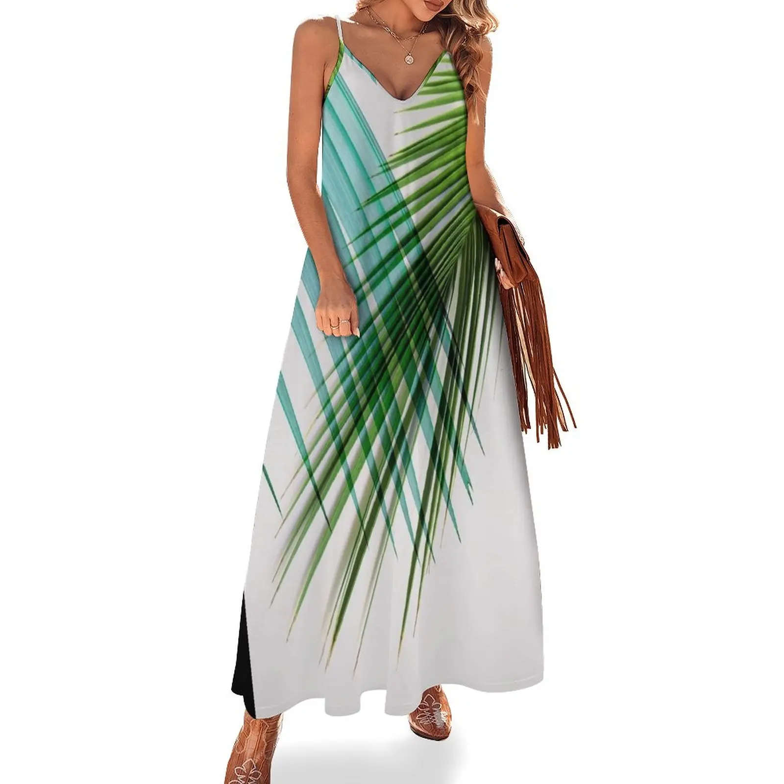 Blue Green Tropical Palm Leaves Sleeveless Long Dress elegant dress summer dress womens 2025
Blue Green Tropical Palm Leaves Sleeveless Long Dress elegant dress summer dress womens 2025
