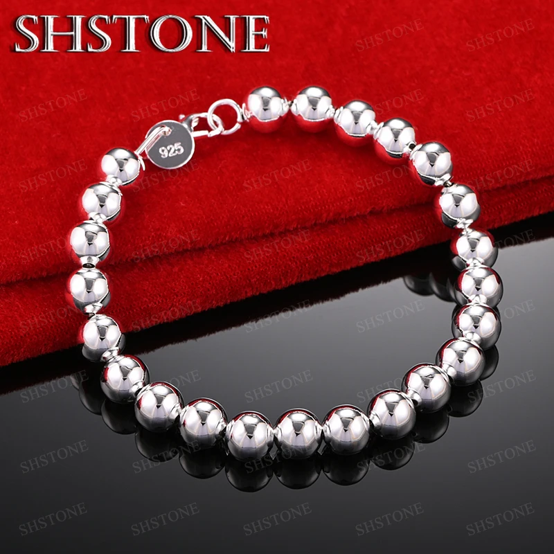 New 925 Sterling Silver Bracelet 8mm Smooth Beads High-Quality Jewelry For Men Women Birthday Party Gift Accessories
New 925 Sterling Silver Bracelet 8mm Smooth Beads High-Quality Jewelry For Men Women Birthday Party Gift Accessories