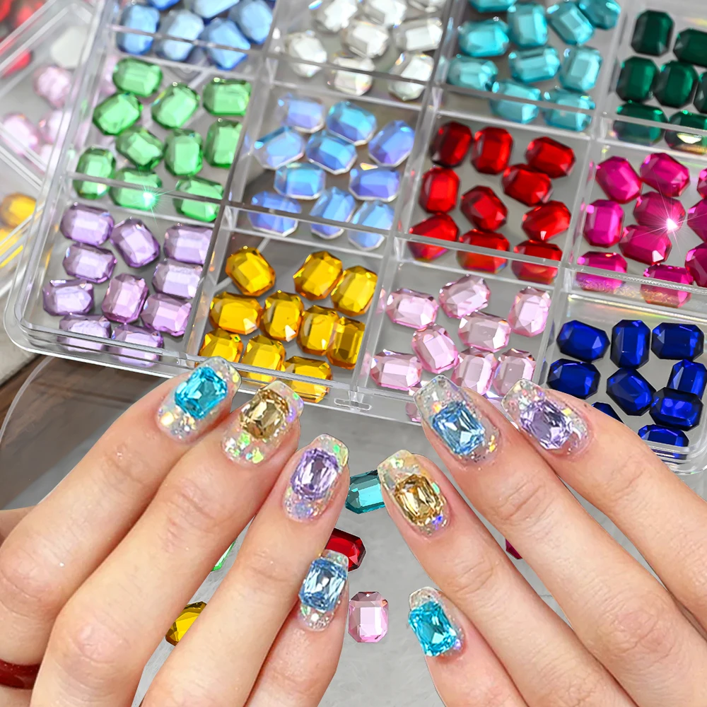 12Grids Mixed Colored Sugar Cube Diamonds Nail Charms 3D Flatback Glass Square Crystal Gemstone Nail Rhinestones DIY ManicureDec
12Grids Mixed Colored Sugar Cube Diamonds Nail Charms 3D Flatback Glass Square Crystal Gemstone Nail Rhinestones DIY ManicureDec