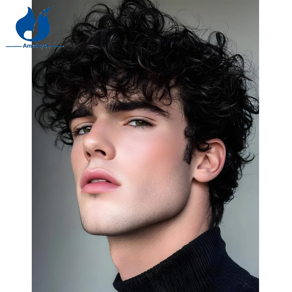 Amethyst Pre Styled Men's Short Curly Human Hair Wig Natural Black Brazilian Remy Full Lace Wig Bleached with Sideburns
Amethyst Pre Styled Men's Short Curly Human Hair Wig Natural Black Brazilian Remy Full Lace Wig Bleached with Sideburns