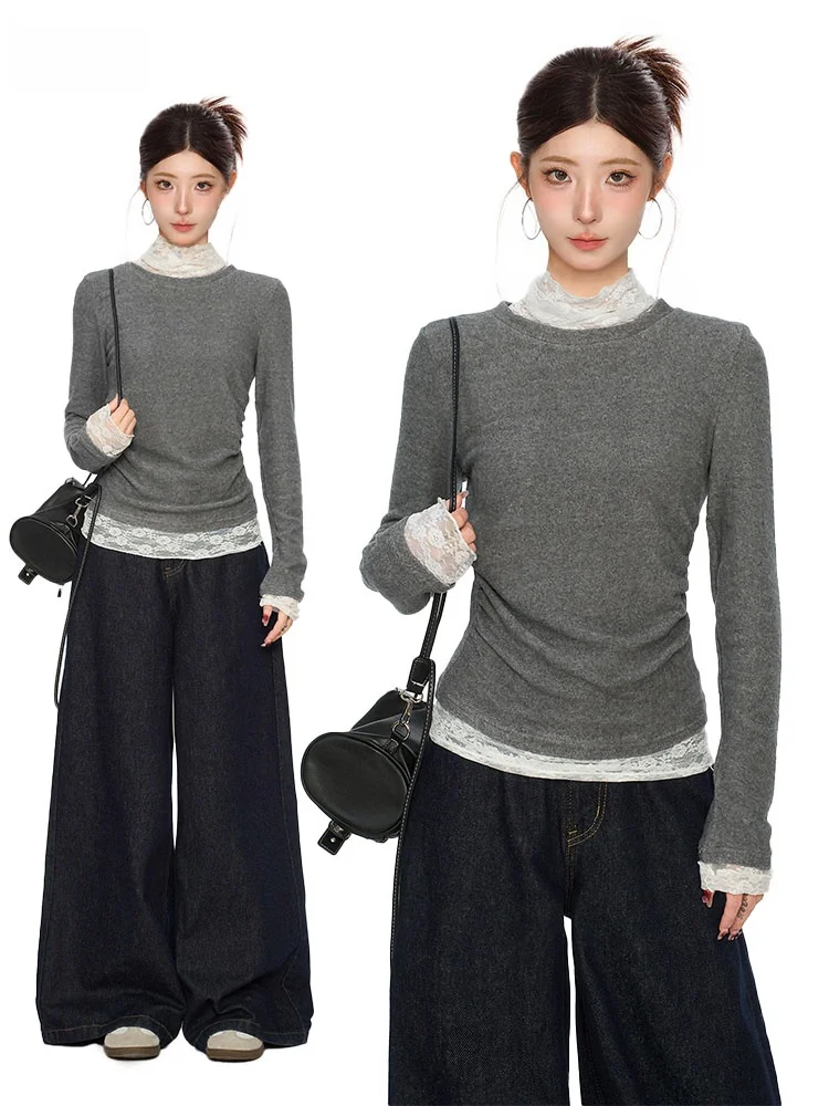 Женский вязаный свитер с кружевом и длинными рукавами, осенне-зимний, с высоким воротником, облегающий, базовая модель, милый, стильный, с воротником-стойкой
Женский вязаный свитер с кружевом и длинными рукавами, осенне-зимний, с высоким воротником, облегающий, базовая модель, милый, стильный, с воротником-стойкой