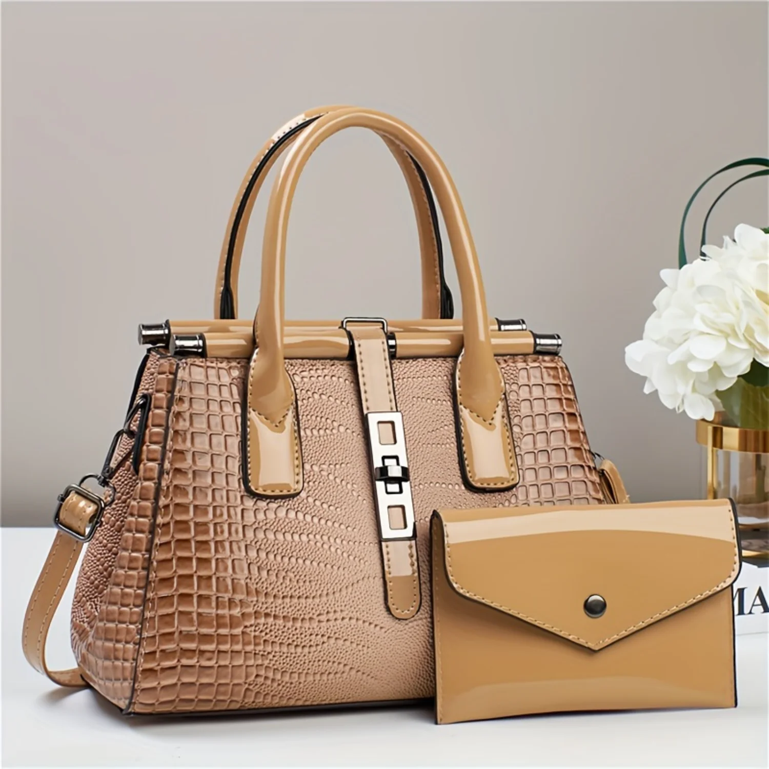 Fashionable Texture Women's Handbag Set - Durable PU Leather, 2-Piece Tote & Clutch, Versatile Shoulder Bag for Chic L
Fashionable Texture Women's Handbag Set - Durable PU Leather, 2-Piece Tote & Clutch, Versatile Shoulder Bag for Chic L