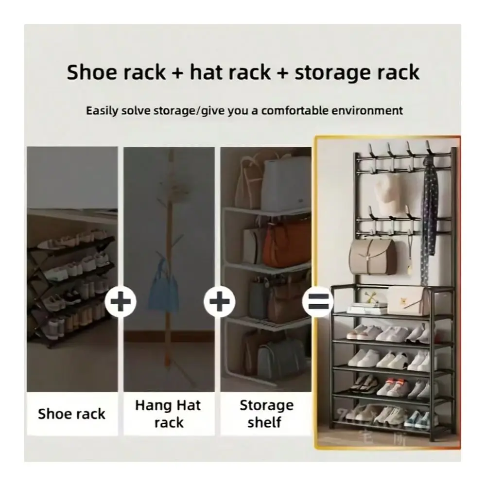 Standing Coat Rack For Entryways, Tiered Design, Detachable Metal Clothing And Shoe Rack, Freestanding Storage Solution, MultiF
Standing Coat Rack For Entryways, Tiered Design, Detachable Metal Clothing And Shoe Rack, Freestanding Storage Solution, MultiF