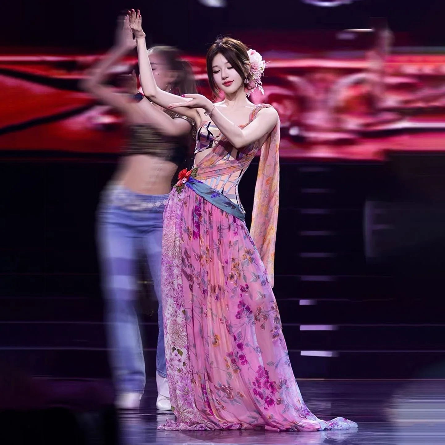 Oils Painting Style Long Skirt with Waist Tie And Single Shoulder in Chiffon for Dance Performance Elegant Drifting Dress
Oils Painting Style Long Skirt with Waist Tie And Single Shoulder in Chiffon for Dance Performance Elegant Drifting Dress