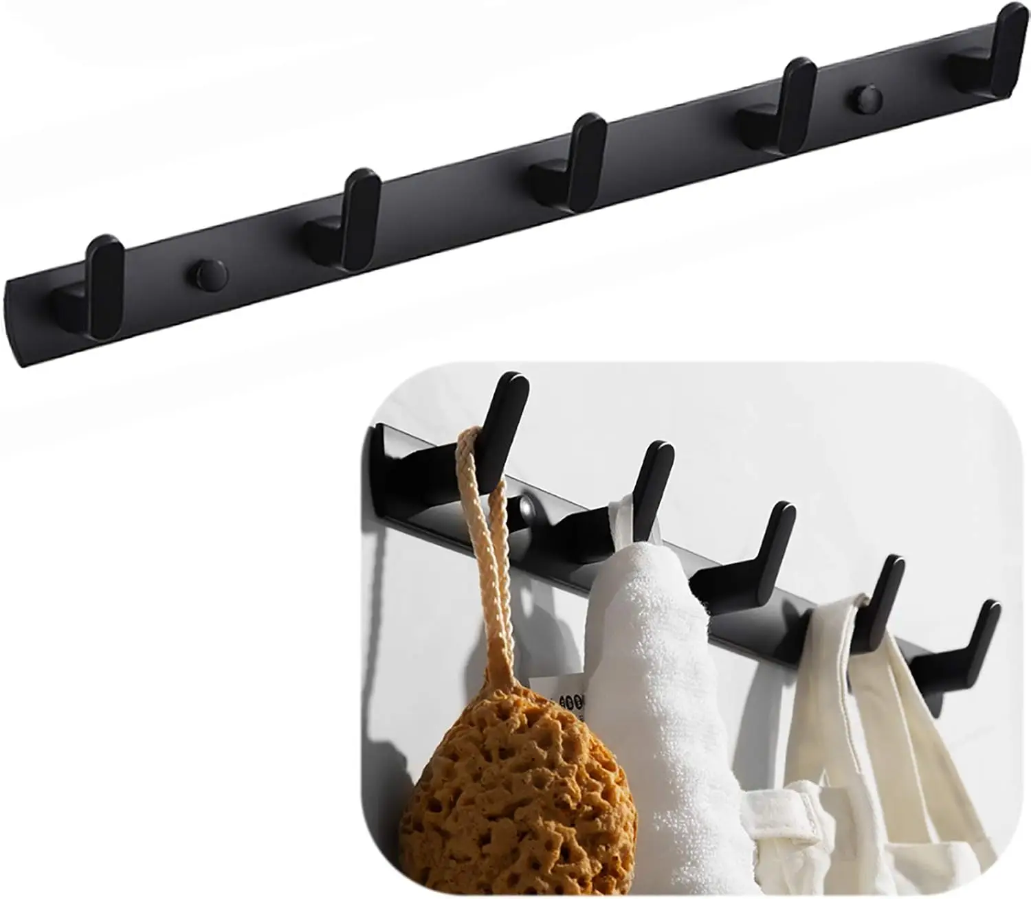Wall Mounted Coat Racks with 5 Hooks Hanging Holder Towel Rack 17.7"x1.3" Modern Black Hanging for Clothes Entryway Bathroom (5 Hooks)
Wall Mounted Coat Racks with 5 Hooks Hanging Holder Towel Rack 17.7"x1.3" Modern Black Hanging for Clothes Entryway Bathroom (5 Hooks)