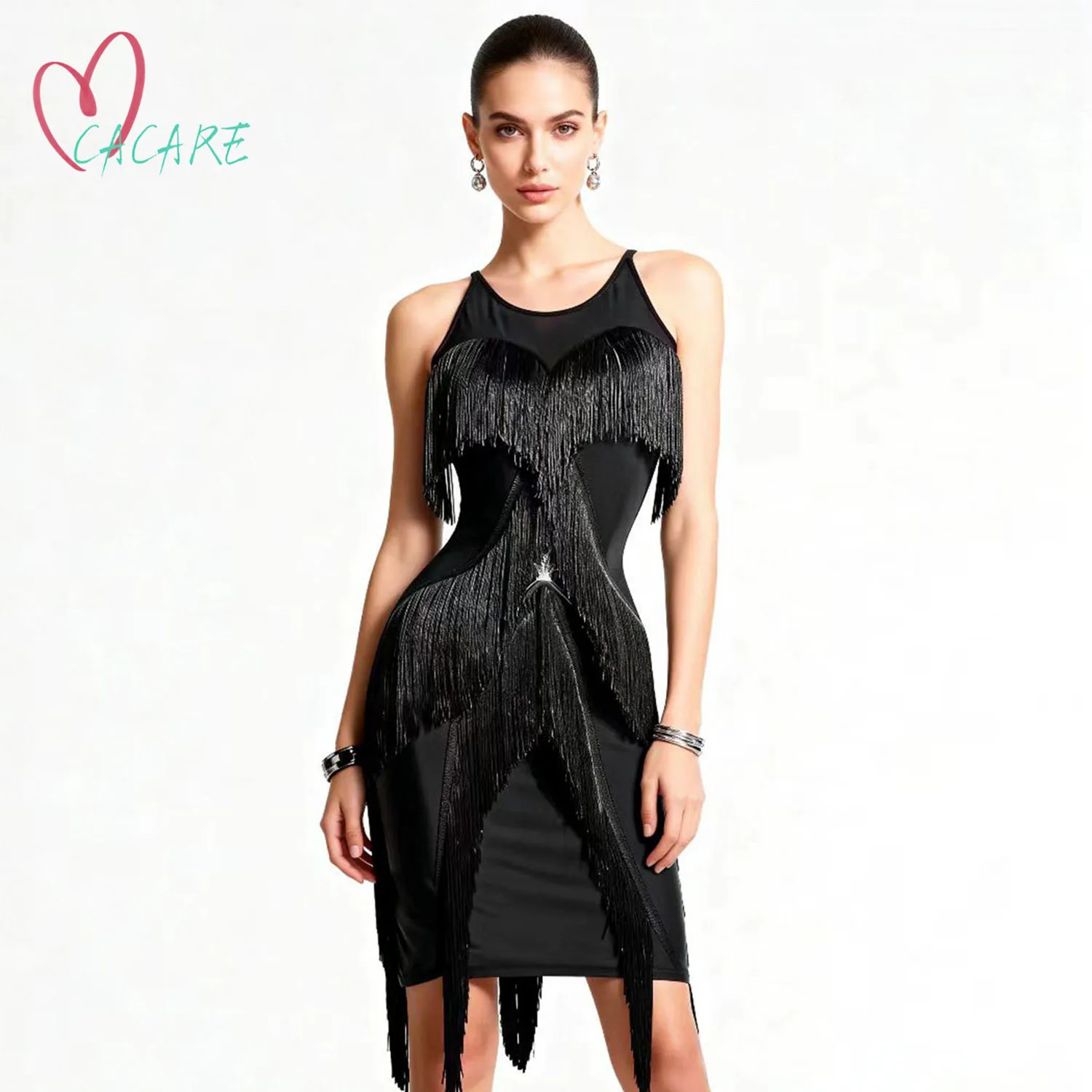 Women Black Fringe Latin Dance Dress Mesh Sleeveless Ballroom Tango Salsa Performance Costume Latin American Dance Dresses 563
Women Black Fringe Latin Dance Dress Mesh Sleeveless Ballroom Tango Salsa Performance Costume Latin American Dance Dresses 563