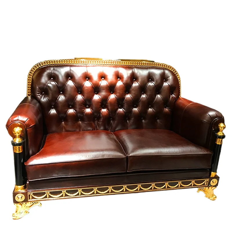 Two-seater embedded combination sofa, British copper fittings, European villa furniture
Two-seater embedded combination sofa, British copper fittings, European villa furniture