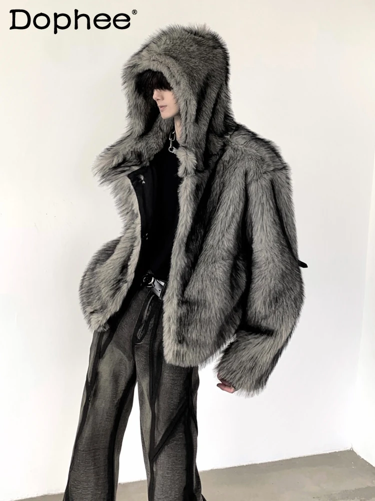 Fashion Mink Plush Imitation Fur Jackets Men's 2024 Autumn Winter High-end Design Chic Faux Fur Coats Trendy Hooded Short Jacket
Fashion Mink Plush Imitation Fur Jackets Men's 2024 Autumn Winter High-end Design Chic Faux Fur Coats Trendy Hooded Short Jacket