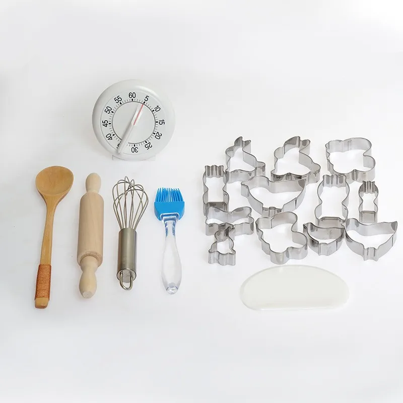 Kids Kitchen Toys Bakeware Set Baking Pattern/ Rolling Pin/ Whisk/ Spoon/ Dough Cutter/ Timer Montessori Practical Life Material
Kids Kitchen Toys Bakeware Set Baking Pattern/ Rolling Pin/ Whisk/ Spoon/ Dough Cutter/ Timer Montessori Practical Life Material
