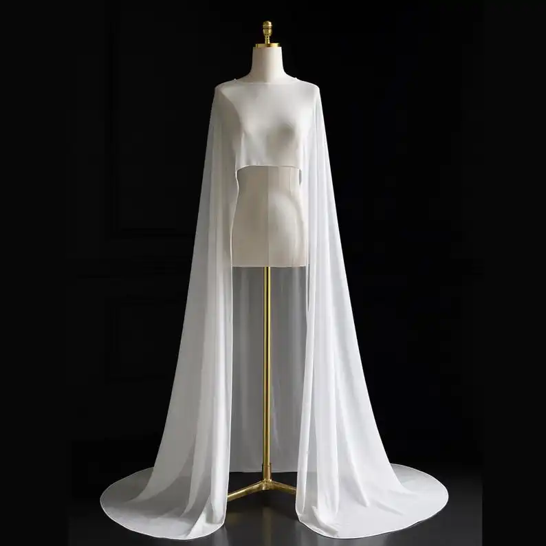 Wedding Jackets Wrap Ivory Chiffon Bridal Cape with Train Sheer Wedding Shawl
Wedding Jackets Wrap Ivory Chiffon Bridal Cape with Train Sheer Wedding Shawl