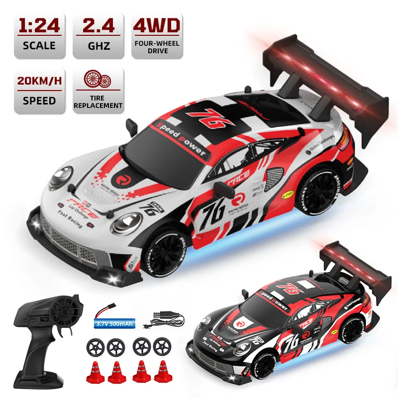 4Wd Rc Car Remote Control Drifting Car 1:24 20Km/h High Speed Radio Control Racing Vehicle with Led Lights Children Boys Gift
4Wd Rc Car Remote Control Drifting Car 1:24 20Km/h High Speed Radio Control Racing Vehicle with Led Lights Children Boys Gift