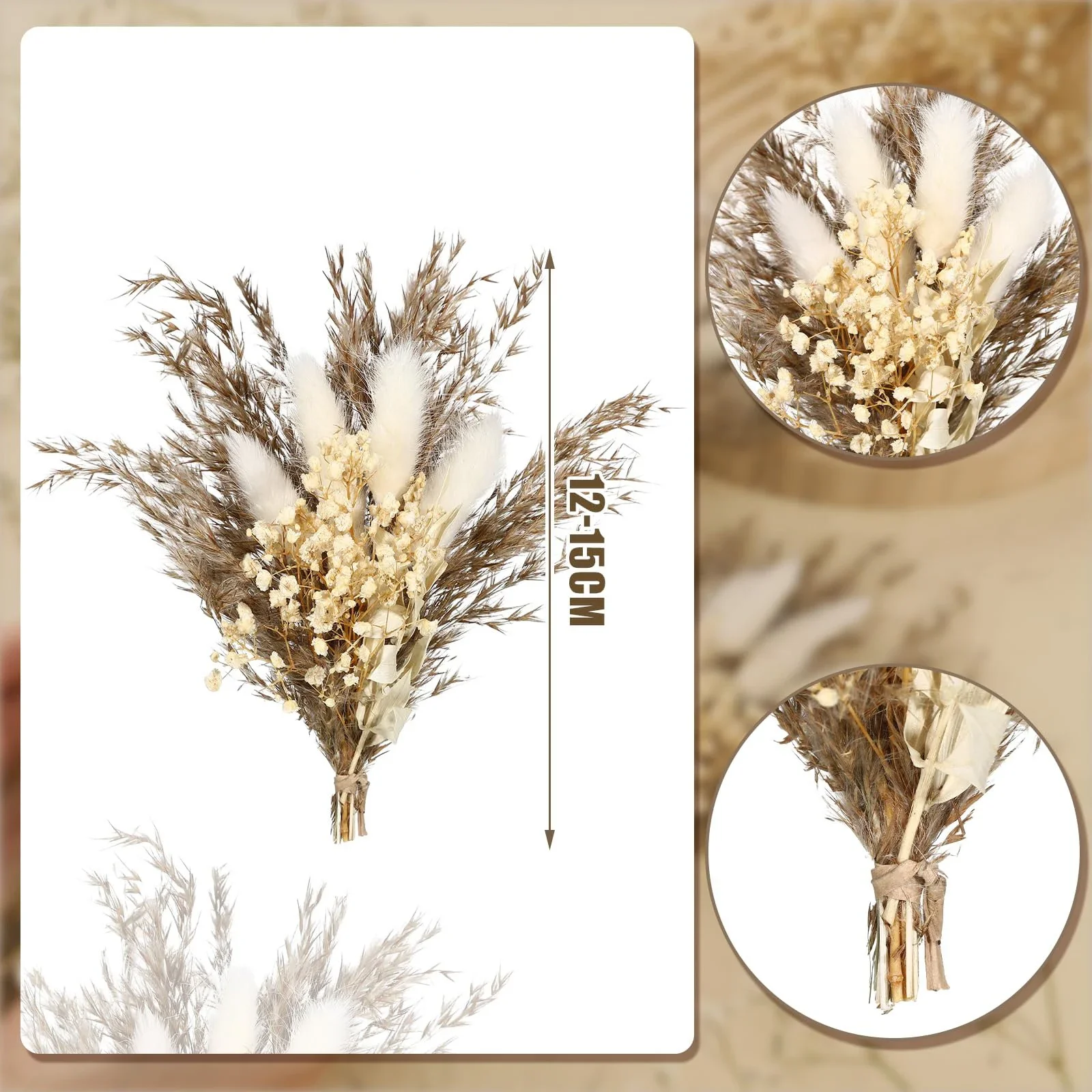 Stunning Boho Dried Flowers with Pampas Grass - Perfect for Wedding Groomsmen, Bridesmaid Flowers, Table Decor, and Birthday
Stunning Boho Dried Flowers with Pampas Grass - Perfect for Wedding Groomsmen, Bridesmaid Flowers, Table Decor, and Birthday