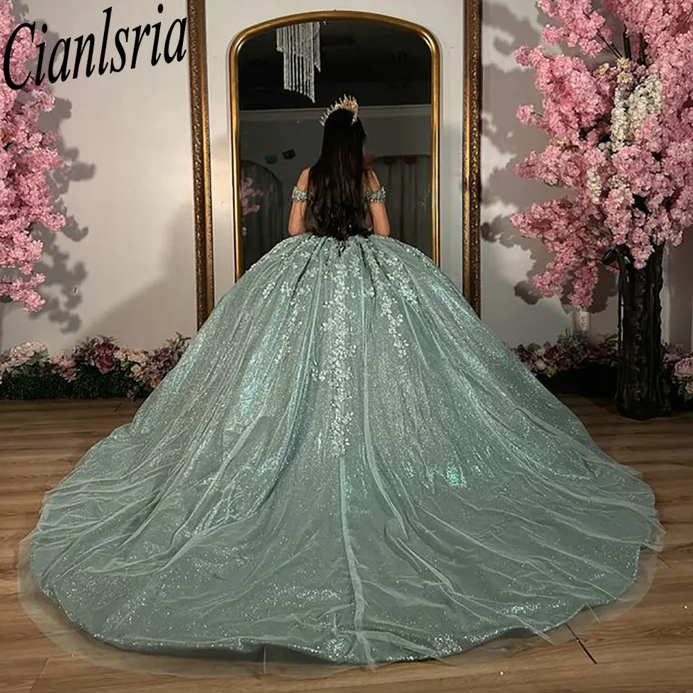 Мятно-зеленый с открытыми плечами и аппликациями, кружевные платья Quinceanera, бальное платье, корсет с бисером и кристаллами, Vestidos De XV Anos
Мятно-зеленый с открытыми плечами и аппликациями, кружевные платья Quinceanera, бальное платье, корсет с бисером и кристаллами, Vestidos De XV Anos
