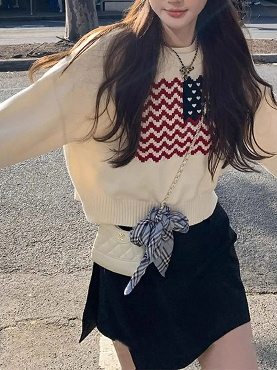 Korobov autumn American retro preppy o neck long sleeve casual loose Jacquard Pullovers
Korobov autumn American retro preppy o neck long sleeve casual loose Jacquard Pullovers