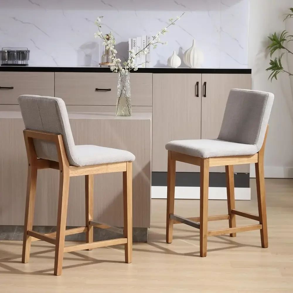 Set of 2 Upholstered Counter Height Bar Stools with Back Support - Rustic White Wooden, Grey Linen Seat
Set of 2 Upholstered Counter Height Bar Stools with Back Support - Rustic White Wooden, Grey Linen Seat