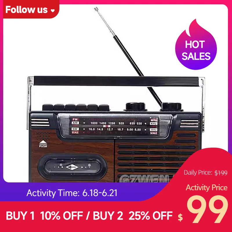 Vintage Portable Home Radio Cassette Player FM AM SW Radio USB Cassette Recorder Audio Music Player For Elder
Vintage Portable Home Radio Cassette Player FM AM SW Radio USB Cassette Recorder Audio Music Player For Elder