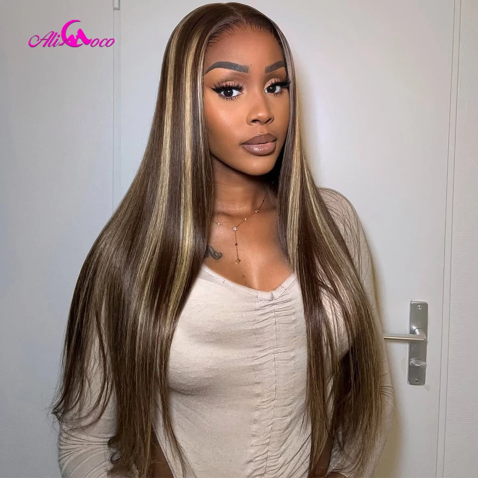 7x5 P4/27 Highlight Brown Straight 13x6 Lace Frontal Wigs Human Hair Blonde Colored 13x4 HD Lace Front Pre Plucked Wig For Women
7x5 P4/27 Highlight Brown Straight 13x6 Lace Frontal Wigs Human Hair Blonde Colored 13x4 HD Lace Front Pre Plucked Wig For Women