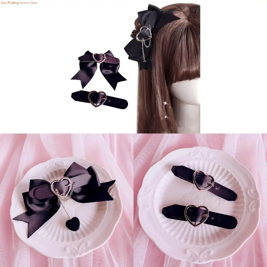 G92D Bowknot Hairpins Hot Girls Punk Harajuku Hair Clip Halloween Ponytail Side Hair Clip with Chain for Woman Bangs
G92D Bowknot Hairpins Hot Girls Punk Harajuku Hair Clip Halloween Ponytail Side Hair Clip with Chain for Woman Bangs