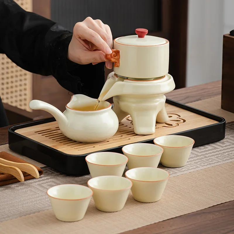 High-end simple lazy automatic tea set with tea tray anti-scalding hand portable tea brewer
High-end simple lazy automatic tea set with tea tray anti-scalding hand portable tea brewer