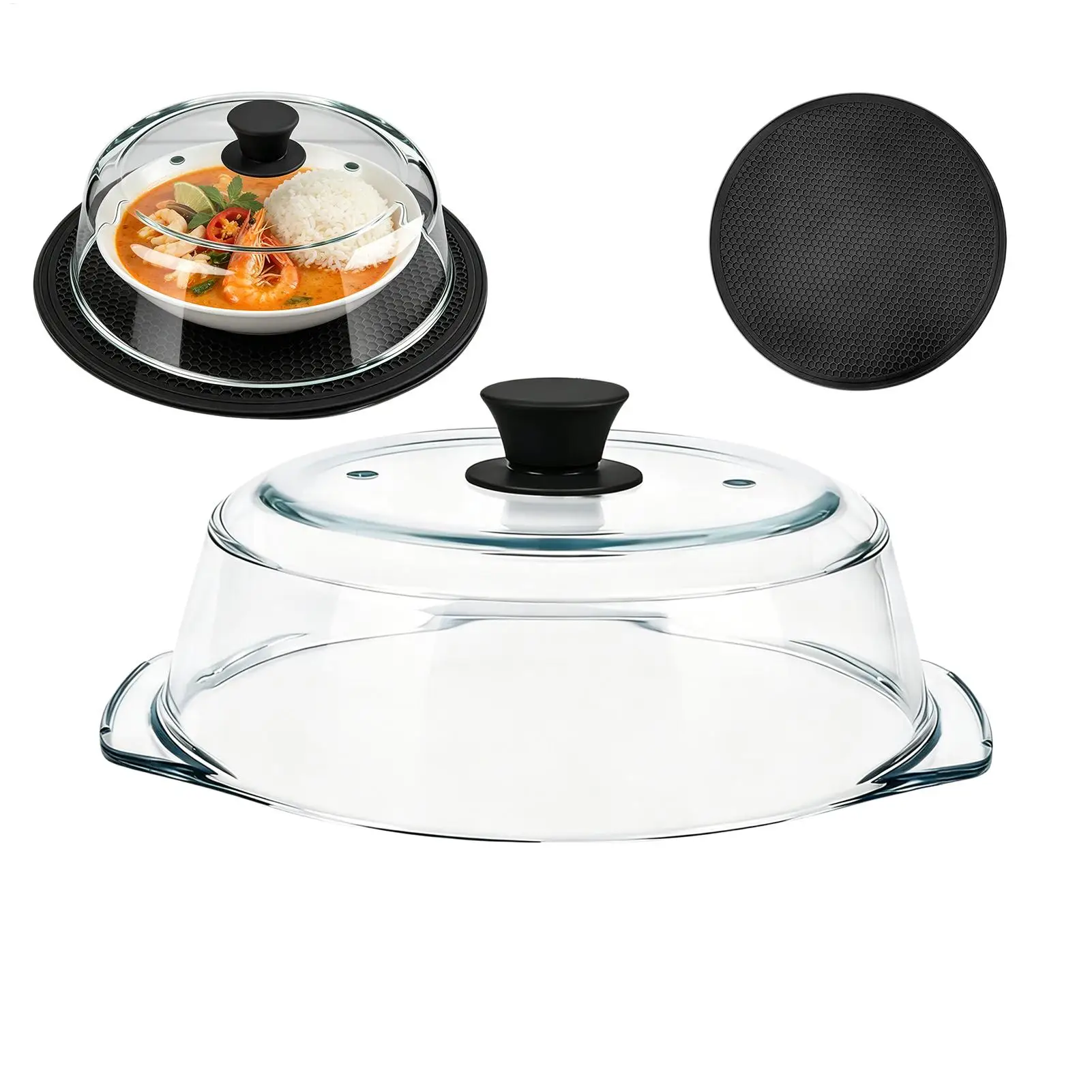 Clear Glass Microwave Cover Reusable Splatter Guard with Silicone Handle For Bowls Plates Steaming Vegetables, Microwave & Oven
Clear Glass Microwave Cover Reusable Splatter Guard with Silicone Handle For Bowls Plates Steaming Vegetables, Microwave & Oven
