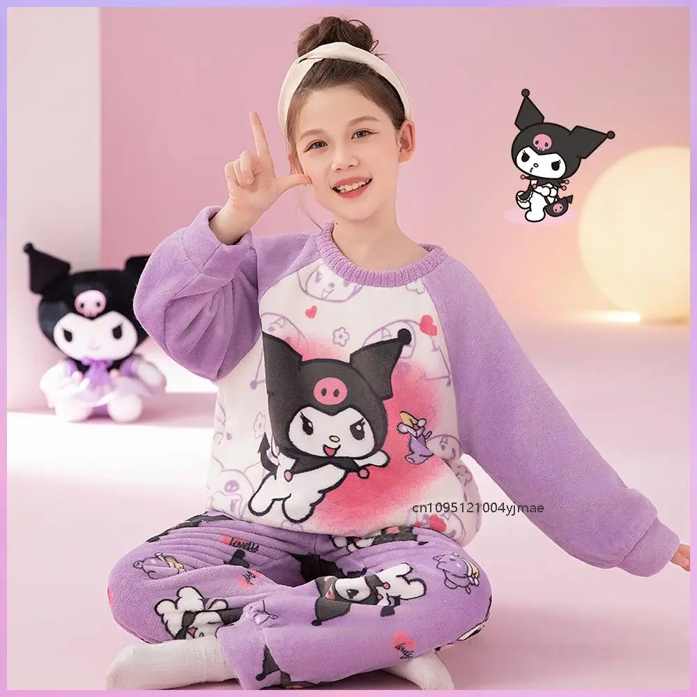Kuromi Children's Pajamas Anime Sanrio Thicken Flannel Coral Fleece Girls Cute Sleepwear Comfort Autumn Parent-Child Homeclothes
Kuromi Children's Pajamas Anime Sanrio Thicken Flannel Coral Fleece Girls Cute Sleepwear Comfort Autumn Parent-Child Homeclothes