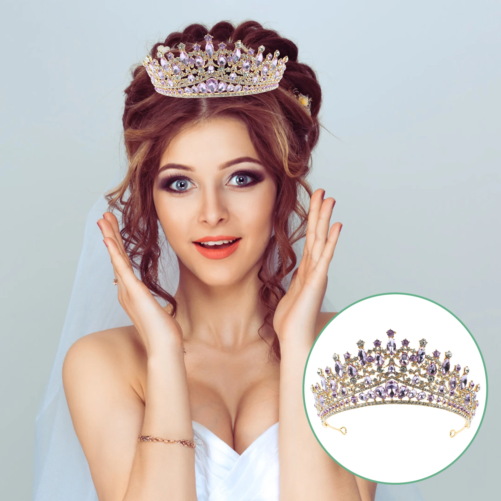 Bridal Tiara Girls Crown Fashion Rhinestone Purple Hair Accessories for Wedding Hair Accessories For Girls Party Decorations
Bridal Tiara Girls Crown Fashion Rhinestone Purple Hair Accessories for Wedding Hair Accessories For Girls Party Decorations