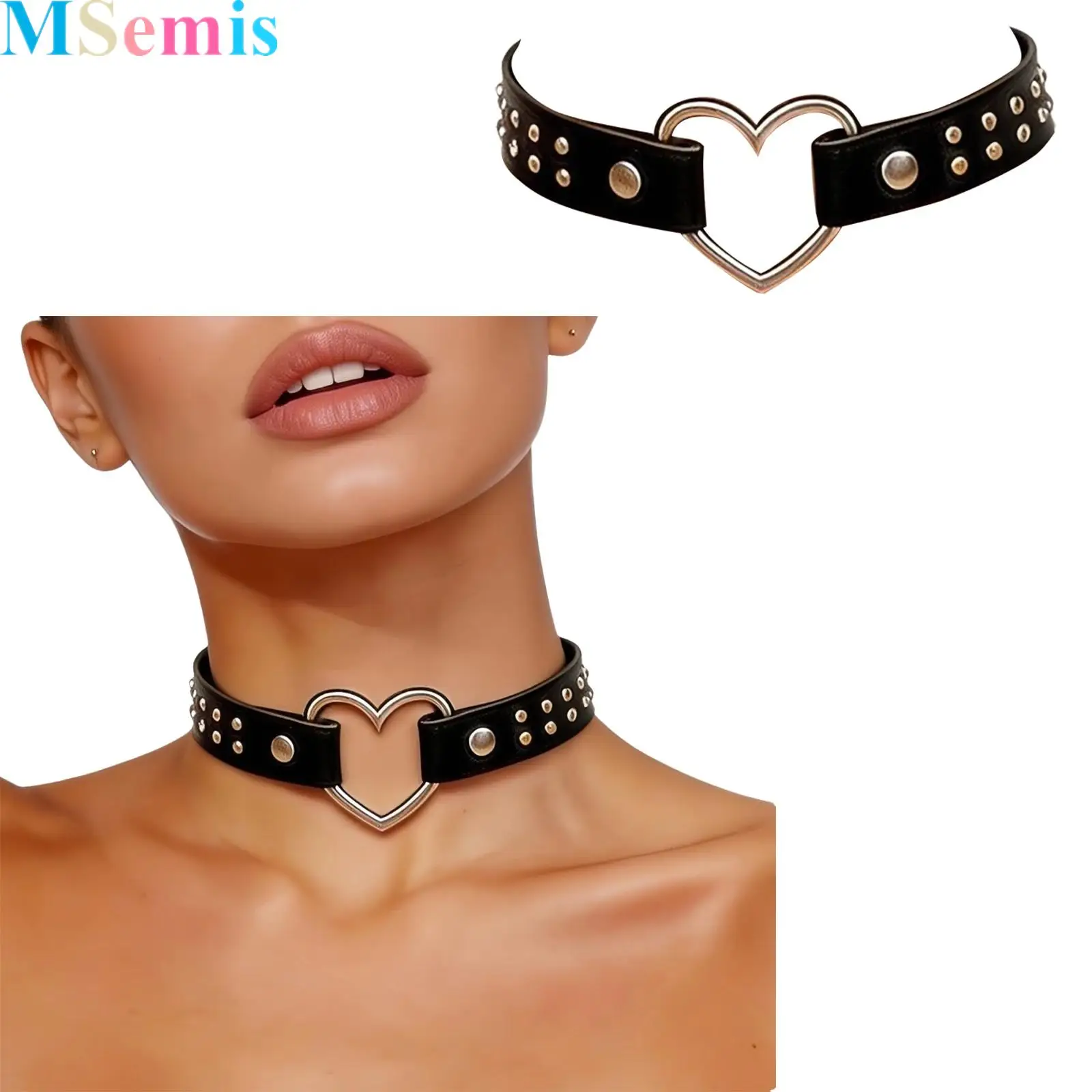 Women PU Leather Punk-style Love Heart Retro Rivet-inlaid Clavicle Chain Choker Jewelry Necklaces for Party Wear
Women PU Leather Punk-style Love Heart Retro Rivet-inlaid Clavicle Chain Choker Jewelry Necklaces for Party Wear