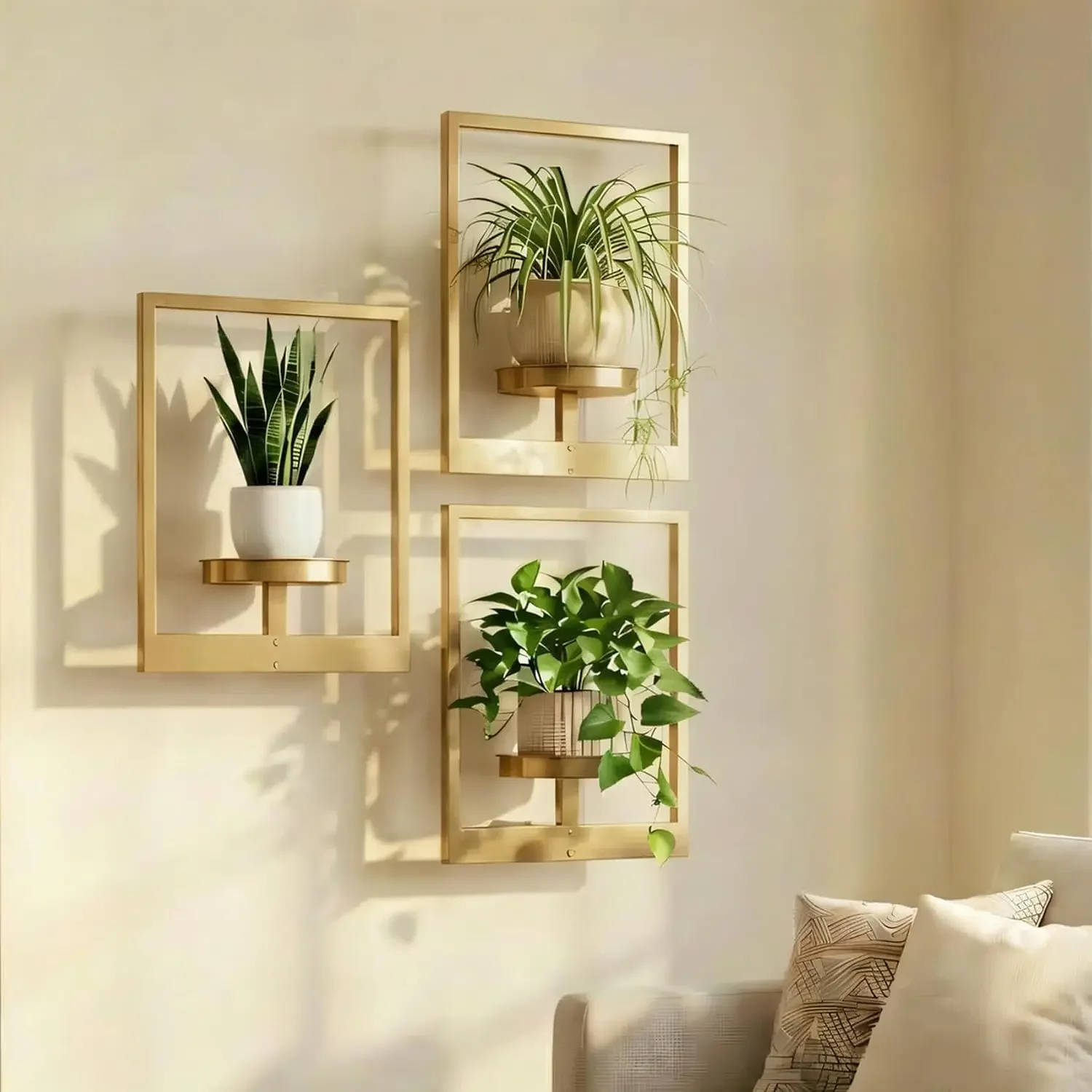 Photo frame wall flower pot 3-piece set, modern plant metal hanger, indoor and outdoor rust-proof wall-mounted flower pot rack, living room and courtyard decorative plant bracket, gold
Photo frame wall flower pot 3-piece set, modern plant metal hanger, indoor and outdoor rust-proof wall-mounted flower pot rack, living room and courtyard decorative plant bracket, gold