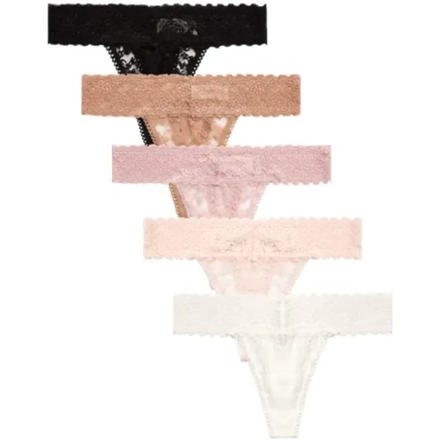 Women's Thong Underwear - 5 Pack Microfiber Stretch Lace Panties Soft and Sexy Lingerie for Women
Women's Thong Underwear - 5 Pack Microfiber Stretch Lace Panties Soft and Sexy Lingerie for Women