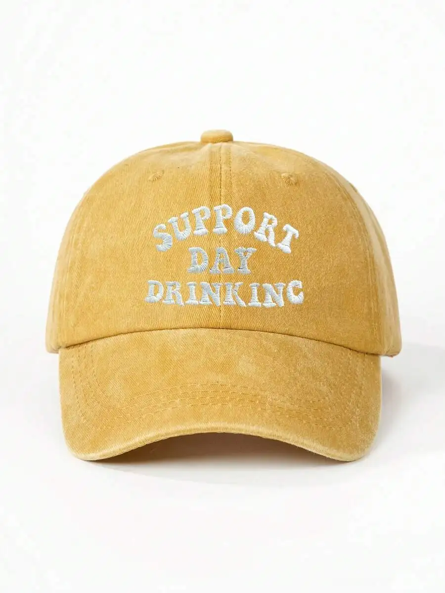 Washed Baseball Cap With Embroidered Support Day Drinking Text Adjustable Casual Hat
Washed Baseball Cap With Embroidered Support Day Drinking Text Adjustable Casual Hat