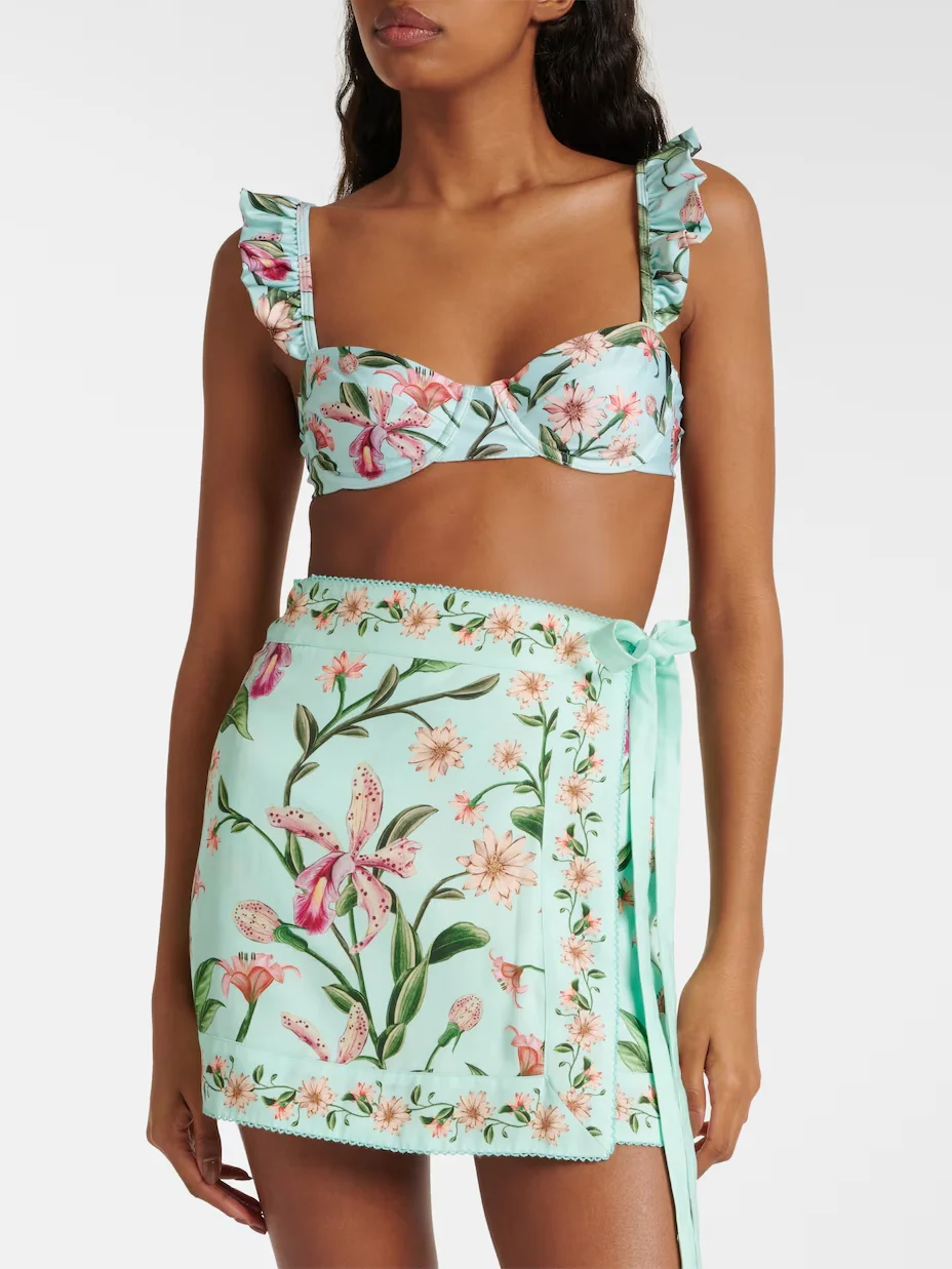 Flower Print Female Green Mini Skirt Embroidery Edge Lace-up High Waist A-Line Fashion Casual Jupe
Flower Print Female Green Mini Skirt Embroidery Edge Lace-up High Waist A-Line Fashion Casual Jupe