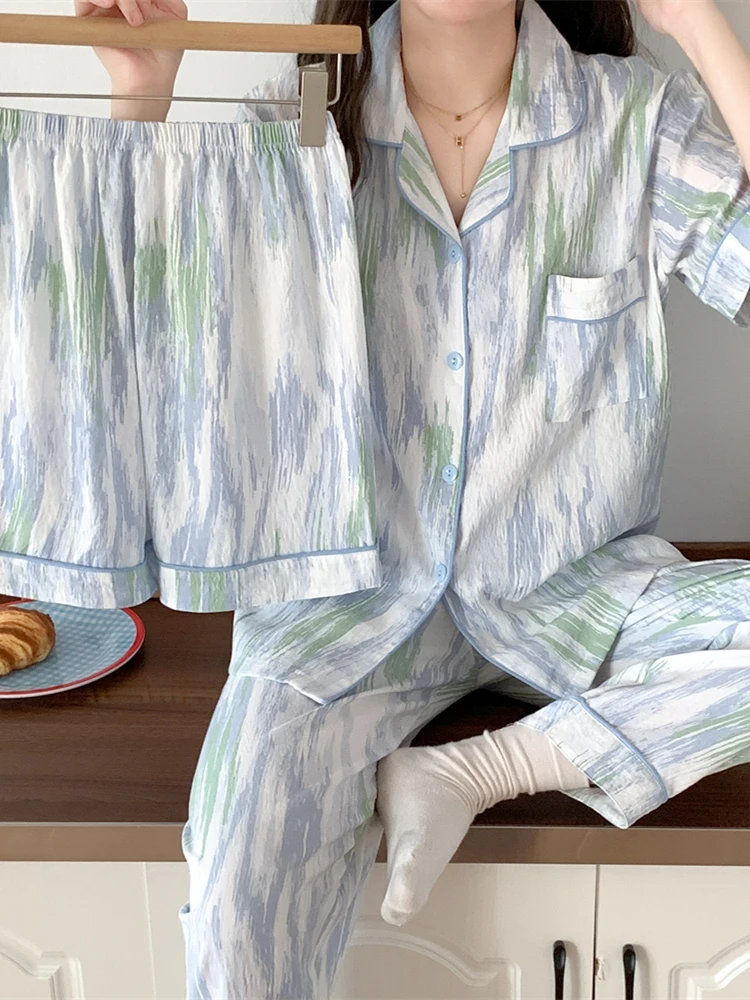 Korean Style Striped Sleepwear Women's Short Sleeve Long Pants Three Piece Set Summer Pure Cotton Thin High End Simple Home C...
Korean Style Striped Sleepwear Women's Short Sleeve Long Pants Three Piece Set Summer Pure Cotton Thin High End Simple Home C...