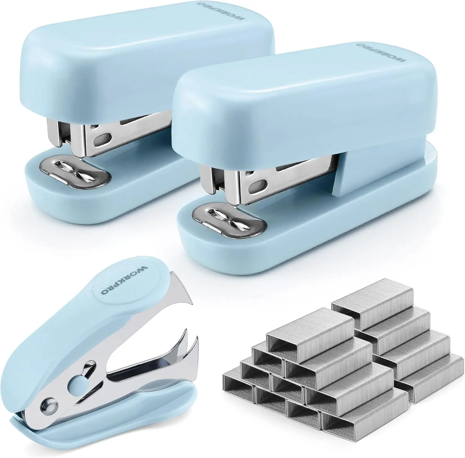 Mini Stapler Set - 2 Blue Staplers, Staple Remover, 2000 Staples, Lock Design, Non-Slip Base for Desk, Classroom, Office
Mini Stapler Set - 2 Blue Staplers, Staple Remover, 2000 Staples, Lock Design, Non-Slip Base for Desk, Classroom, Office