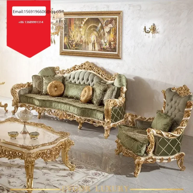 Custom made European luxury solid wood sofa fabric carved French palace villa living room furniture custom
Custom made European luxury solid wood sofa fabric carved French palace villa living room furniture custom