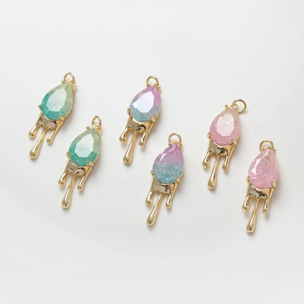 1PCS 18K Gold Plated Liquefied Water Drop Inlaid Colorful Crystal Glass Pendant Jewelry DIY Making Supplies Accessories
1PCS 18K Gold Plated Liquefied Water Drop Inlaid Colorful Crystal Glass Pendant Jewelry DIY Making Supplies Accessories
