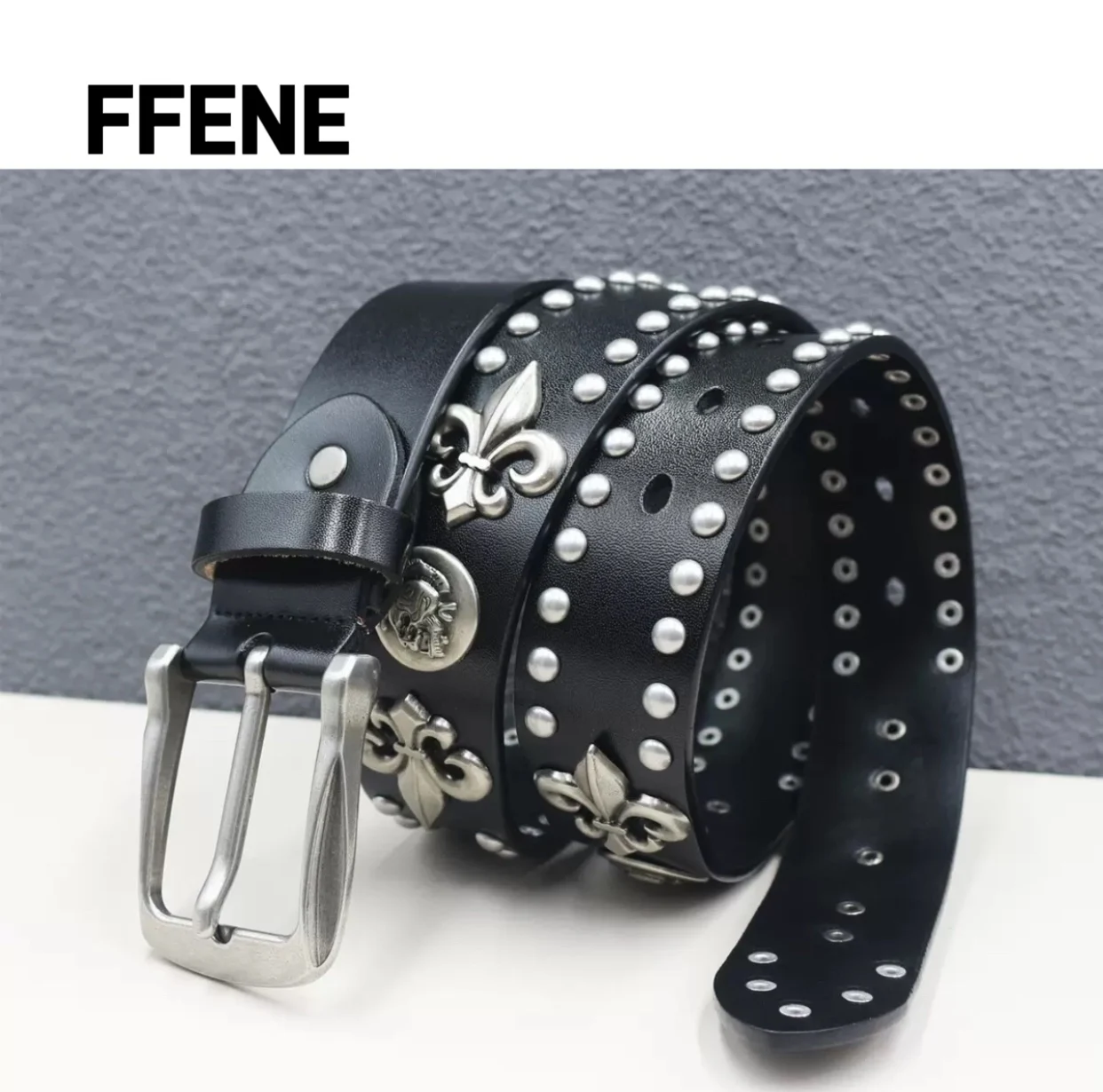 First-layer cowhide new skull rivet belt genuine leather men's belt women's cowhide versatile decorative belt
First-layer cowhide new skull rivet belt genuine leather men's belt women's cowhide versatile decorative belt
