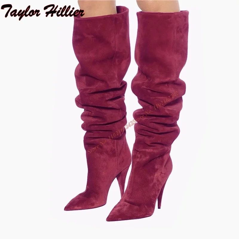 Retro Red Brown Pleated Knee-High Boots For Women With Pointed Cone Heels For Catwalks Long Boots Comfortable Large Size Boots
Retro Red Brown Pleated Knee-High Boots For Women With Pointed Cone Heels For Catwalks Long Boots Comfortable Large Size Boots