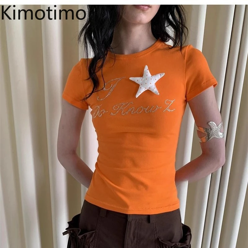 Kimotimo Retro Letter Diamonds Star T-shirt Women Summer Round Neck Slim Fit Short Sleeve T-shirt Y2k Aesthetic Spicy Girls Tees
Kimotimo Retro Letter Diamonds Star T-shirt Women Summer Round Neck Slim Fit Short Sleeve T-shirt Y2k Aesthetic Spicy Girls Tees
