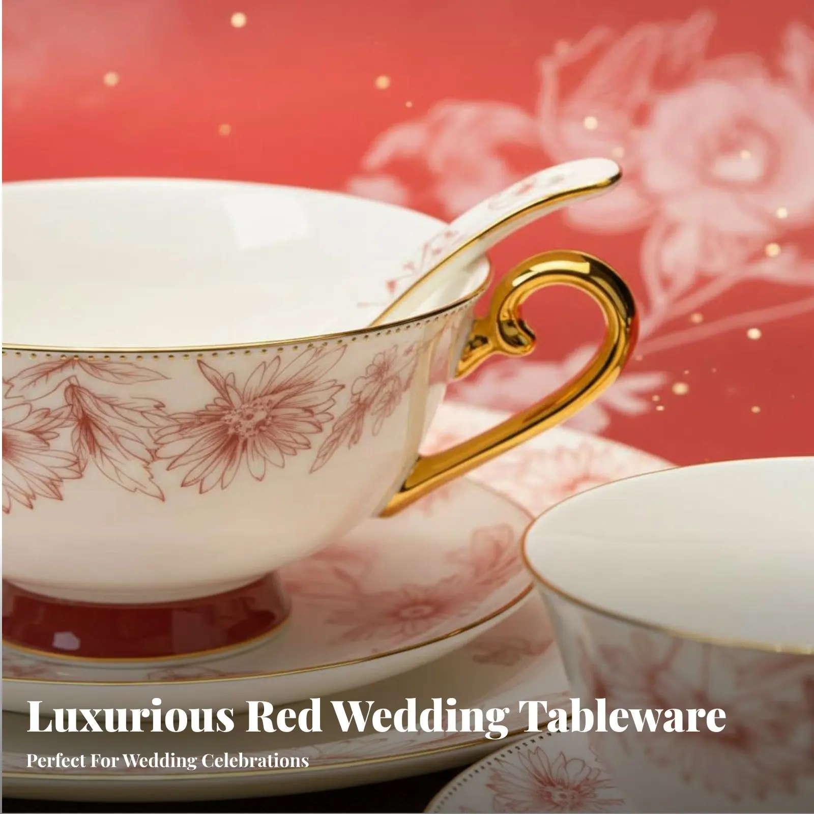 Wedding Dinnerware Set, Bone China Tableware, Festive Red Floral Bowls & Plates, Luxury Gift for Newlyweds, Combination Set
Wedding Dinnerware Set, Bone China Tableware, Festive Red Floral Bowls & Plates, Luxury Gift for Newlyweds, Combination Set