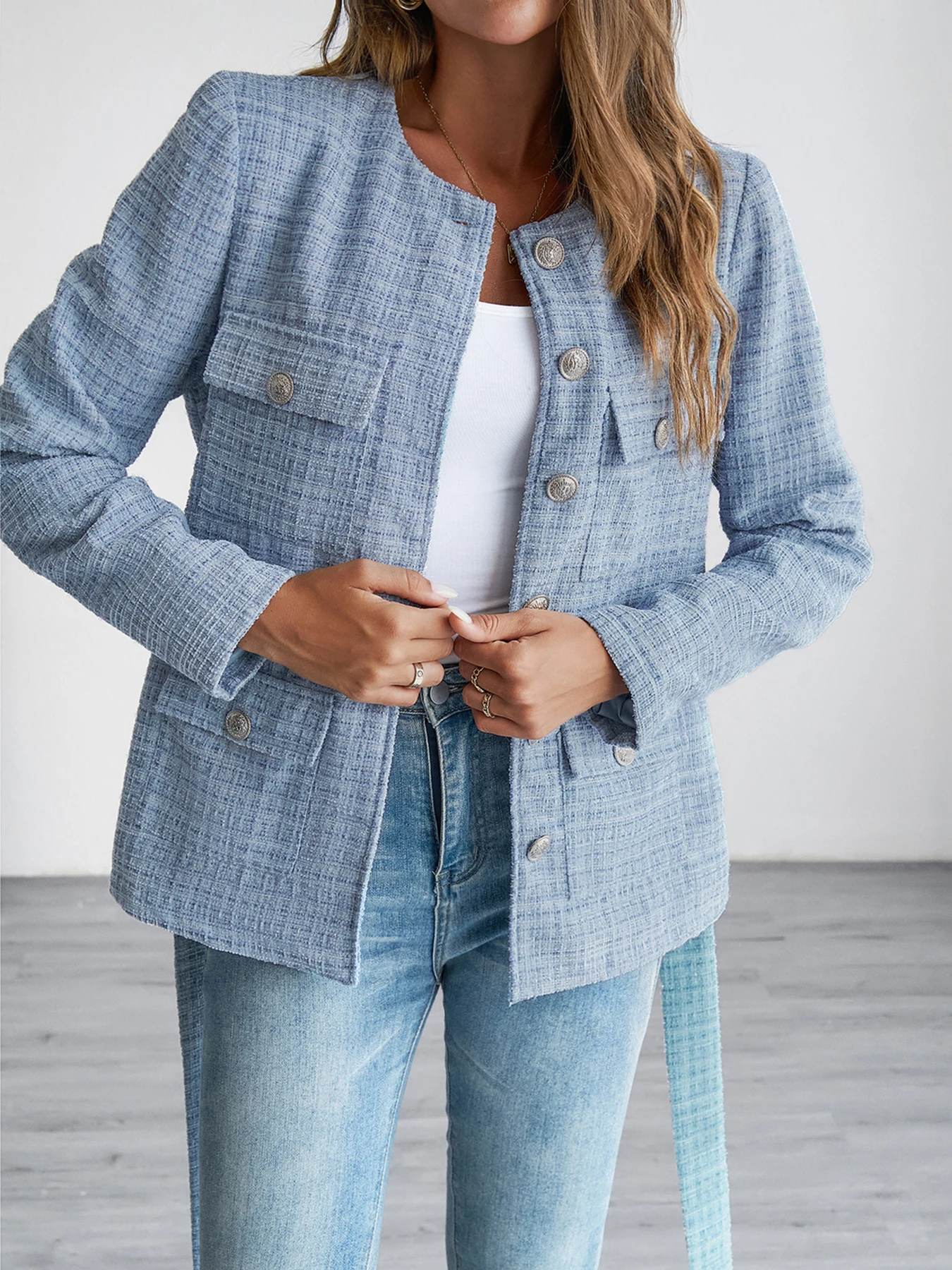 Jacket for Women's Elegant Small Fragrant Style Jacket Winter Autumn Temperament Round Neck Commuting Coat Lace up Button Pocket
Jacket for Women's Elegant Small Fragrant Style Jacket Winter Autumn Temperament Round Neck Commuting Coat Lace up Button Pocket