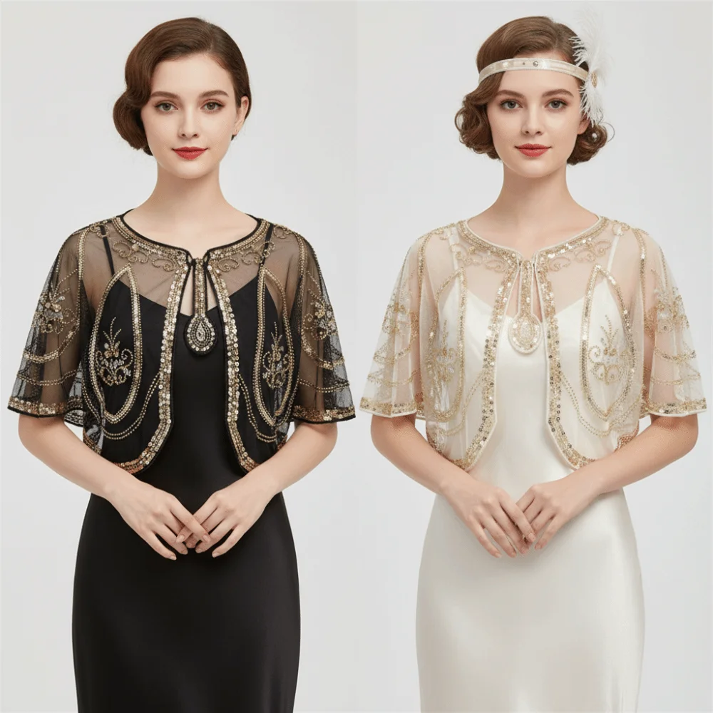 Retro Sequins Poncho Coat Bling Bling Embroidery Sequins Tassel Shawls 1920s Theme Blingbling Sequins Sequin Beaded Short Cape
Retro Sequins Poncho Coat Bling Bling Embroidery Sequins Tassel Shawls 1920s Theme Blingbling Sequins Sequin Beaded Short Cape