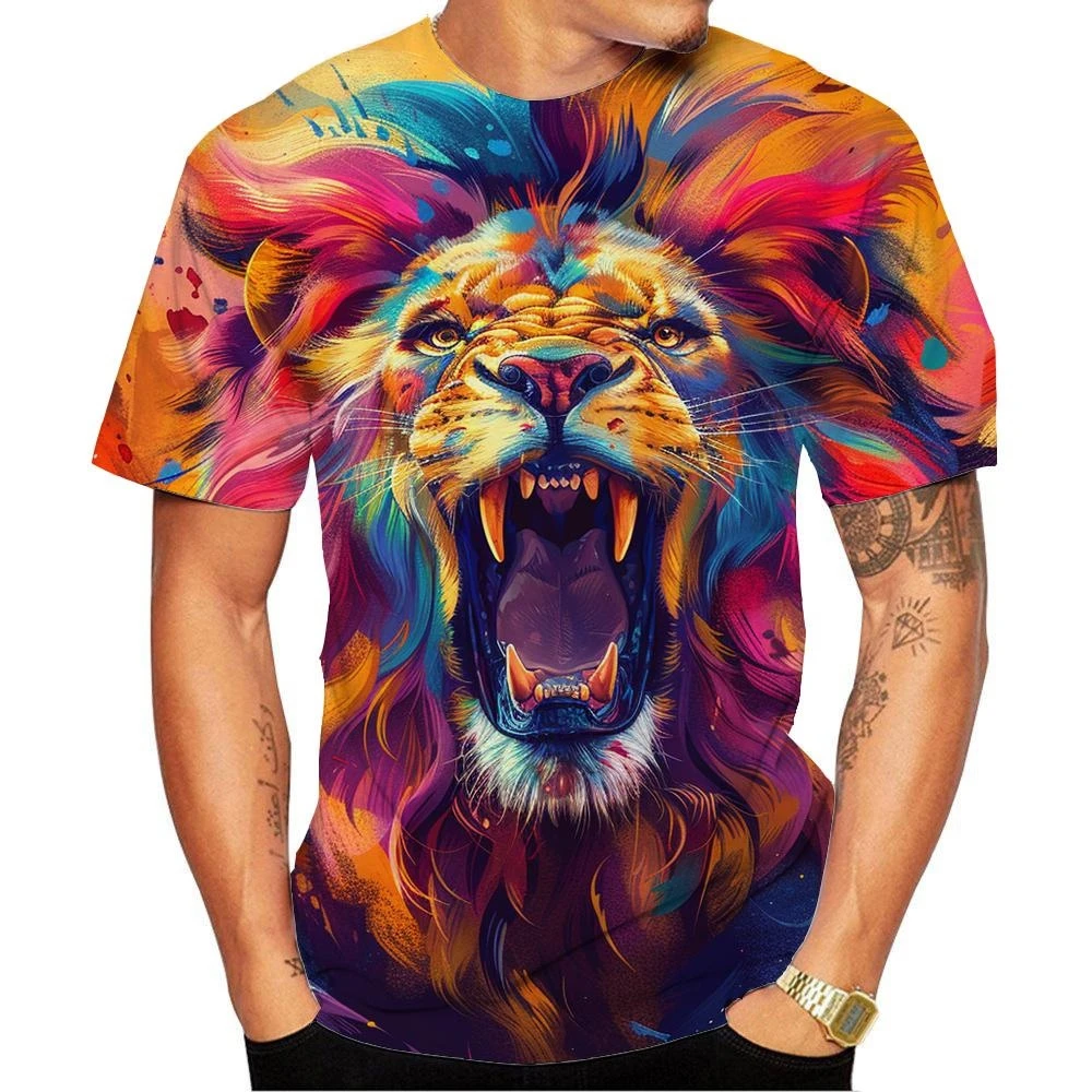 New T-Shirt Summer Men's T-Shirt Crew Neck Colorful Lion 3D Printed Man T Shirts Unisex Oversized T Shirt Man Clothing Tee Tops
New T-Shirt Summer Men's T-Shirt Crew Neck Colorful Lion 3D Printed Man T Shirts Unisex Oversized T Shirt Man Clothing Tee Tops